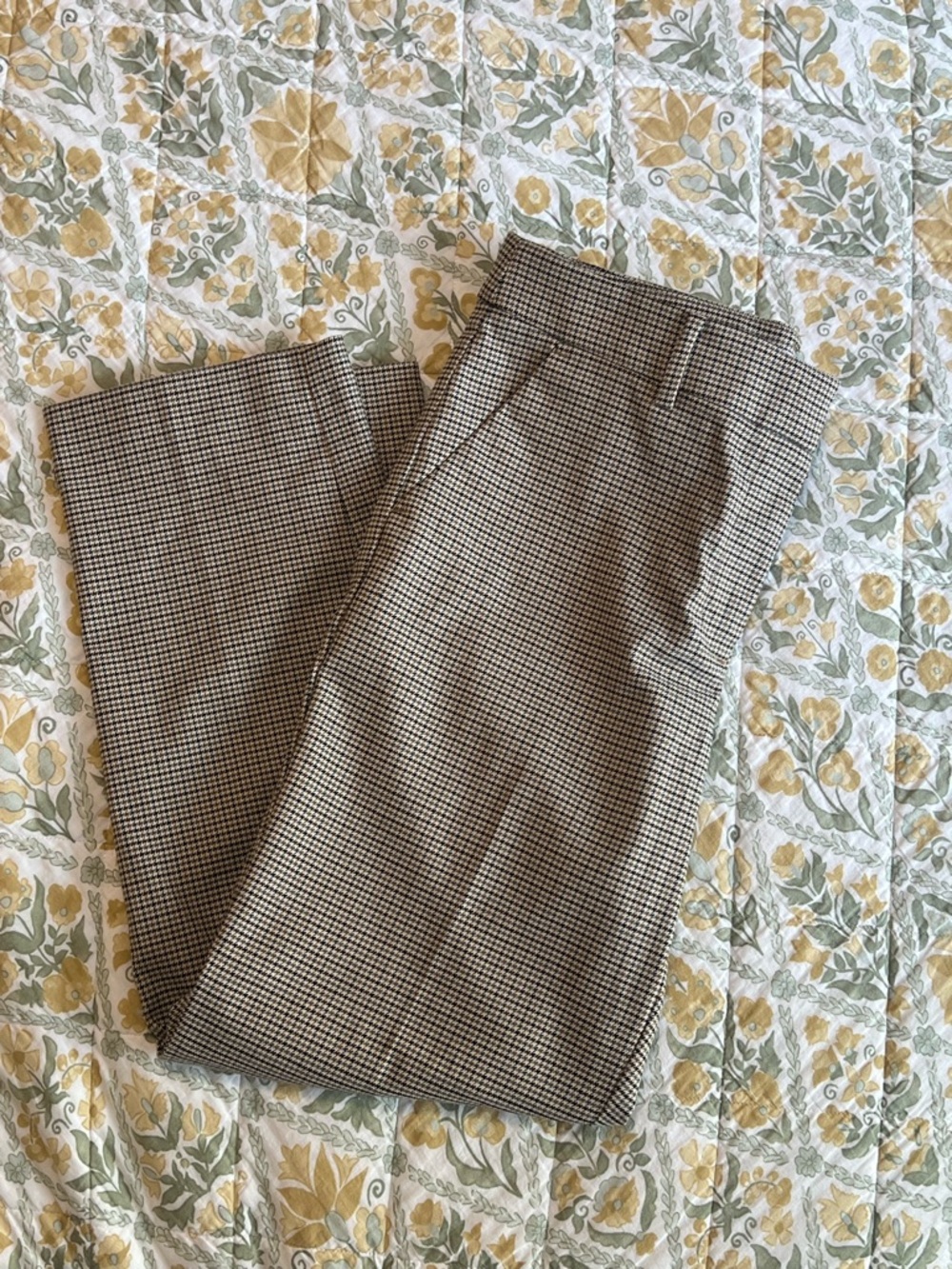 LOFT Women’s Tan and Black Micro-Houndstooth The Riviera Slim Dress Pants